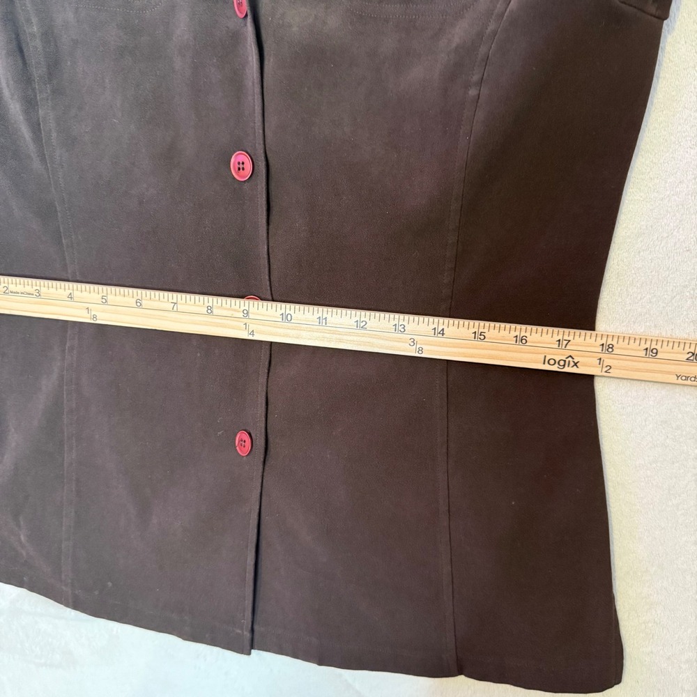 Vintage Brown Button Up Shirt Jacket Size M Dark Academia Whimsigoth 90s Career - Picture 10 of 14
